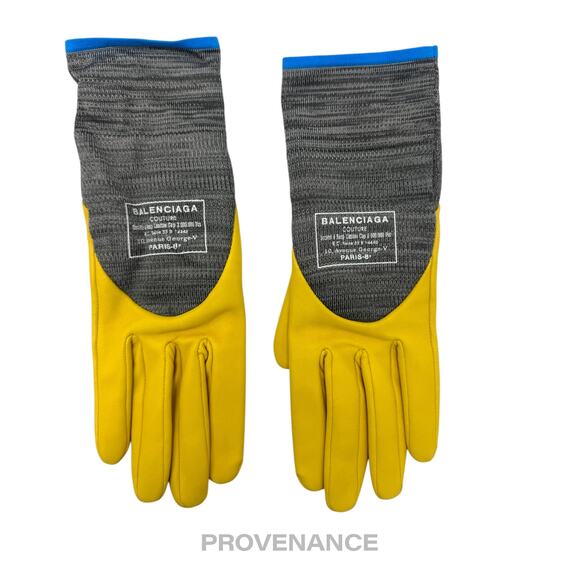 🔴 Balenciaga Couture Gardening Gloves - Yellow Gray Blue - Picture 1 of 6